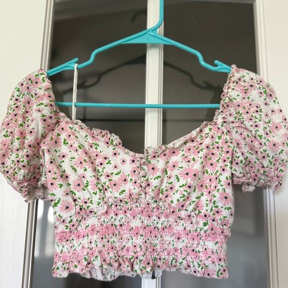 Alice + Olivia Rianna Puff Sleeve Floral Cropped Top XS - Picture 3 of 10